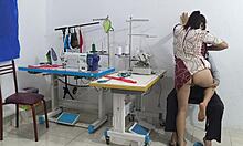 intense mature seduction in sewing workshop