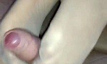 Homemade Nylon Footjob with Cumshot on Stockings and Toes