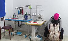 intense mature seduction in sewing workshop