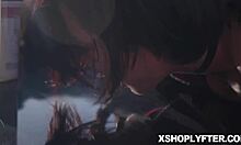 Lp Officer Whips Out His Prick As Two Shoplifter Teens Wrap Their Lips Around It