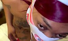 Masked Deep Throater Takes Big Black Cock In Sloppy Blowjob