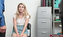 Blonde Teen Bent Over Officer's Desk for Rough Doggystyle Fuck