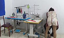 intense mature seduction in sewing workshop