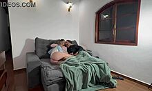 The husband watches his wife get fucked by a big black cock in their homemade scene