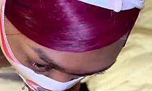 Masked Deep Throater Takes Big Black Cock In Sloppy Blowjob