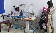 intense mature seduction in sewing workshop