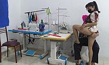 intense mature seduction in sewing workshop