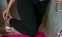 bronze-skin model enjoys a relaxing shower