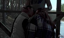 we sucked him together on vacation in public threesome