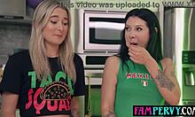 Stepsisters hot sauce challenge turns into bold threesome with stepbro