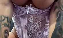 Tattooed Brunette Plays with Wet Pussy Using Huge Dildos in Homemade Compilation