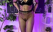 Putting On Fishnet Tights In Nylon Club For Beautiful Mature Woman