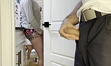 girlfriend seduces plumber and drains his pipe in mouth