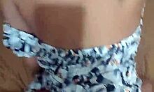 Young wife in short dress cheats with neighbor, feeling horny and excited.