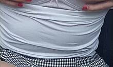 while boyfriend drives i tease him playing with my toy and cum all over his car seat