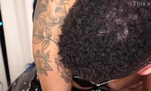 Stunning black goth hottie Annie Verse gets her makeup fucked off!