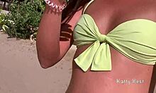 Watch this crazy 18-year-old girl pee right in her wet panties on a public beach then sunbathe like nothing happened