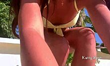 Watch this crazy 18-year-old girl pee right in her wet panties on a public beach then sunbathe like nothing happened