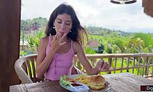 She asks, 'Want to see me eat a burger with cum on my face?'