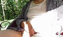 Hairy mature woman flashes upskirt on the carriage in part 2