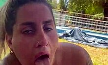 In the park, she swallows my cum