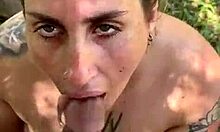 In the park, she swallows my cum