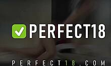 18 teen playing in front of mirror