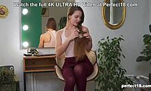 18 teen playing in front of mirror