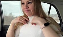 Russian Prostitute Gives Deep Blowjob In Car