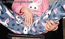 Horny Teen 18+ Stepdaughter In Pajama Small 18+ Boobs Teasing Masturbate Pussy