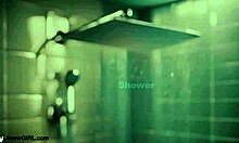 Hot teen model steps into the shower for a refreshing bath