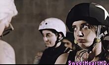 Lesbian teens eat out in the locker room