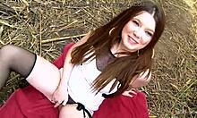 amateur hussy moans during outdoor quickie, face covered in cum