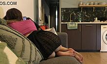 Skinny petite girlfriend arrives for porn casting without panties or bra to display pussy and spread legs