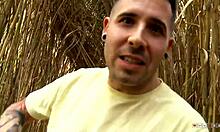 amateur hussy moans during outdoor quickie, face covered in cum