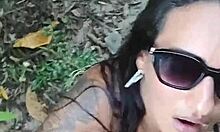 hot wife shows off on public beach sucking husband and taking facial cumshot