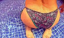 i love fucking this milf's big ass in the pool, her tight pussy dripping wet