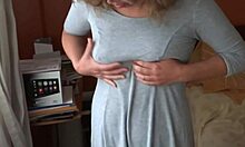 I get so excited showing my tits as stepson's friends jerk off and cum! 😍