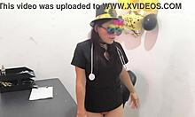 the hot office worker prepares an anal plug to play with her horny buttocks