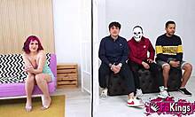 Молодая Мэй берёт на себя трёх новичков, обучая их грубому уроку группового секса