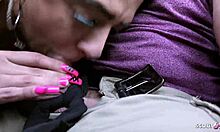 Dirty bitch pick up by old guy and give him a nyon handjob to thanks him in car while driving