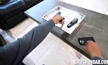 Asteria Jade sends nudes to her stepdad Juan Largo, leading to a taboo blowjob and POV fucking with her petite body and small tits