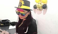 the hot office worker prepares an anal plug to play with her horny buttocks