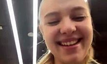 creampie pussy squirting and fingering in public