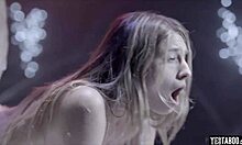 Brunette couple taken by aliens for live galactic sex show