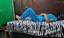 sexy stepmother ventilates hot vagina in bed before work