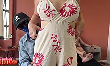 Redhead wife gives ass in front of cuckold husband in threesome