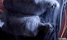 Brunette couple taken by aliens for live galactic sex show