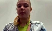 creampie pussy squirting and fingering in public