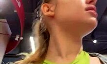 creampie pussy squirting and fingering in public